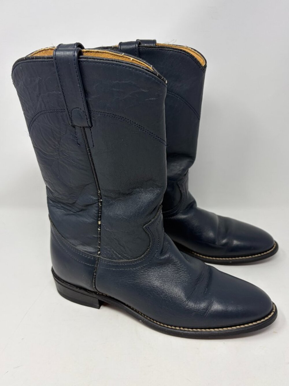 Acme women's Roper boots 8M blue grey flat ranch western leather
